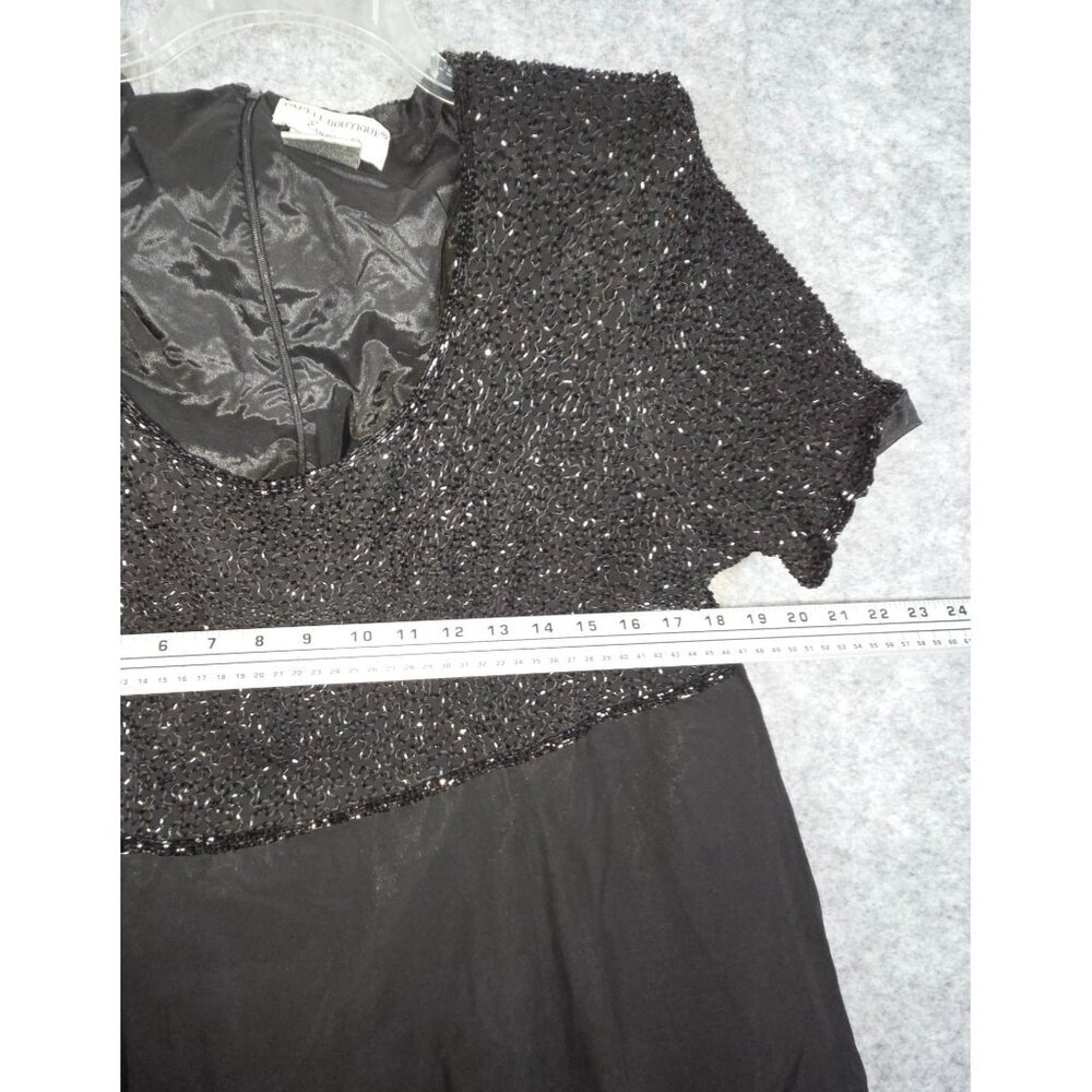 Papell Boutique Evening Women's Mini Dress Short Sleeve Flowy Black Size 20 - Picture 2 of 5